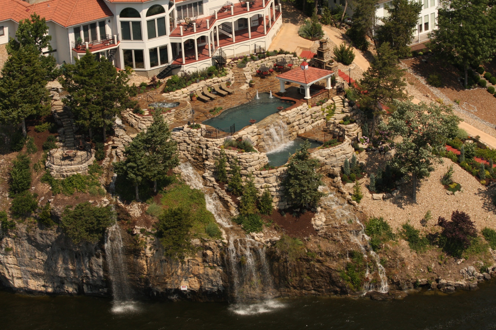 Maschhoff Natural Pool & Cliff Arial Zoom out
