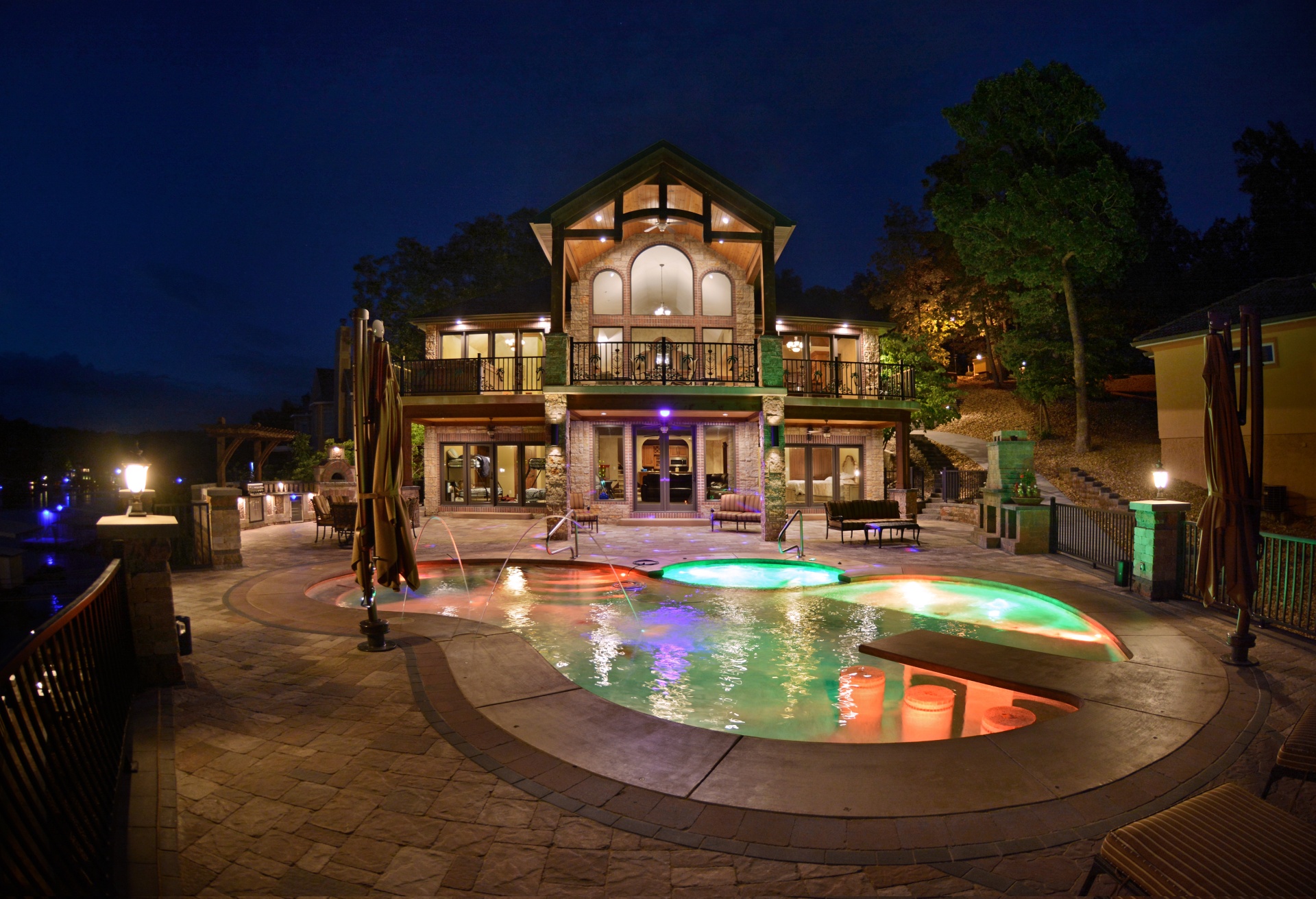 Stockman Lake Night Fish Eye Panoramic w_ House